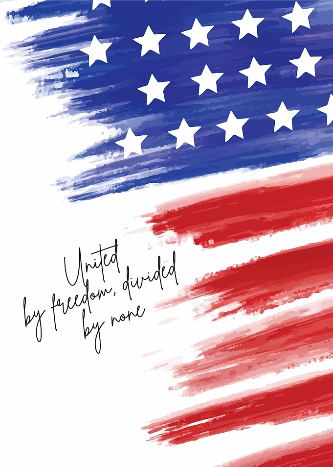 American Flag Watercolor with Quote