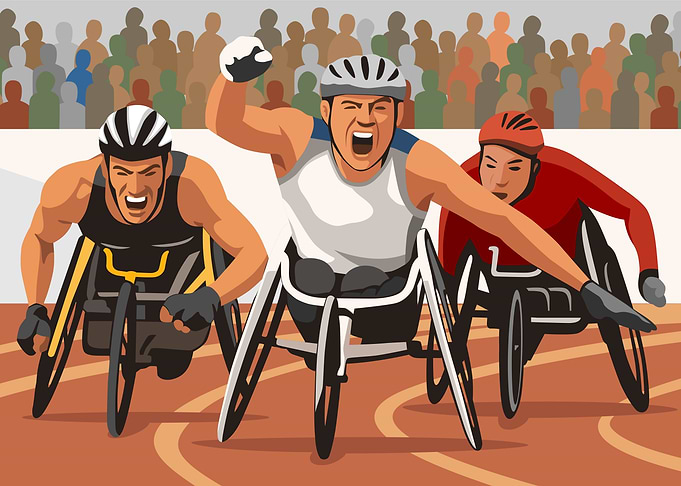 Wheelchair Race Victory Vector Art