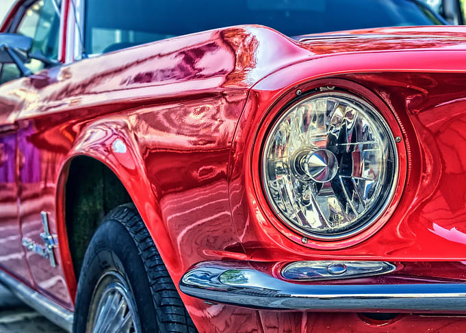Red Classic Car Close-Up