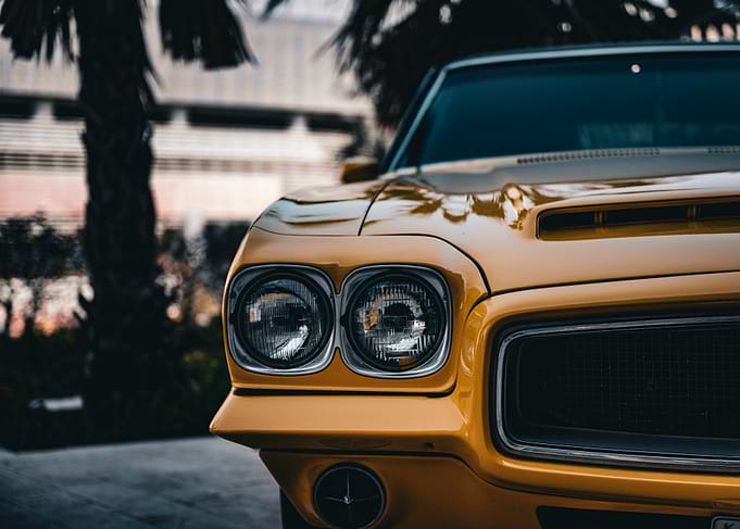 Yellow Classic Car Front View