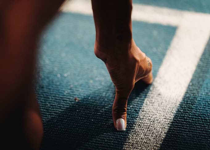Runner's foot on starting line