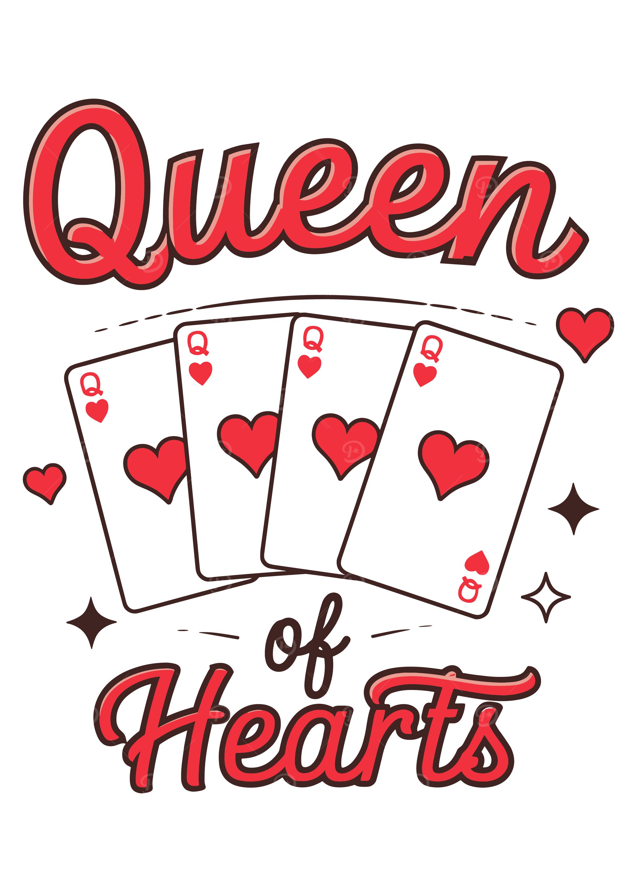 Queen of Hearts Card Illustration