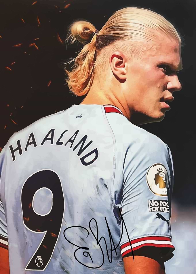 Erling Haaland Signed Jersey Portrait