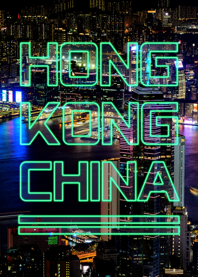 Hong Kong China Neon Cityscape