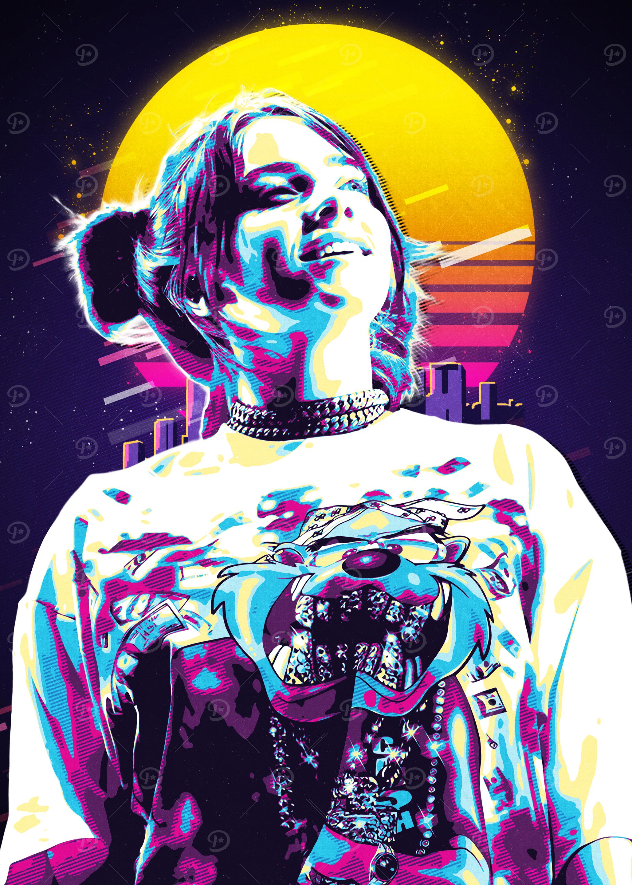 Billie Eilish Retro 80s Pop Art