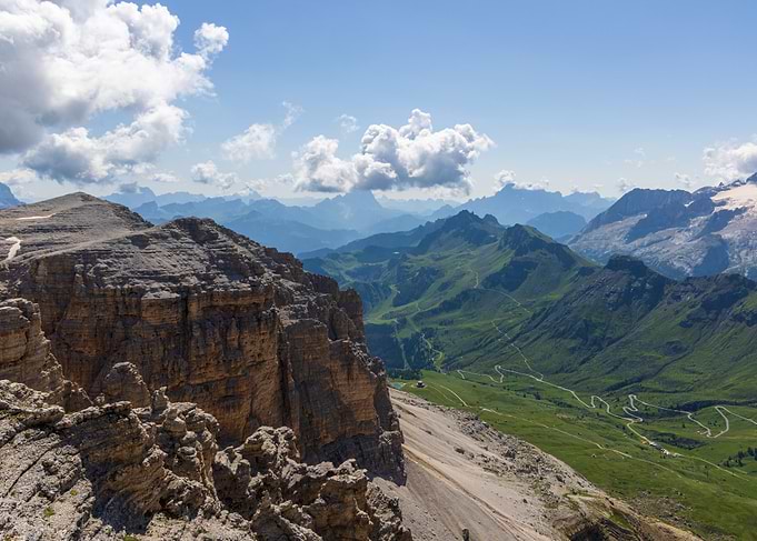 Mountain Landscape - View from Sass Pordoi in Italy