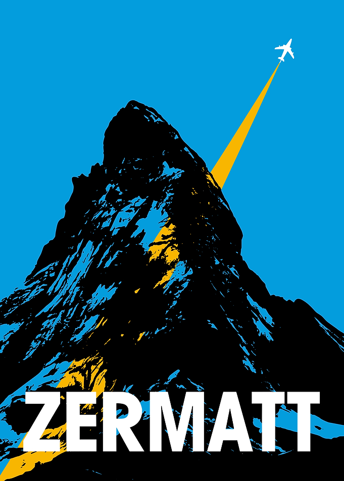 Zermatt Mountain Airplane Travel Poster