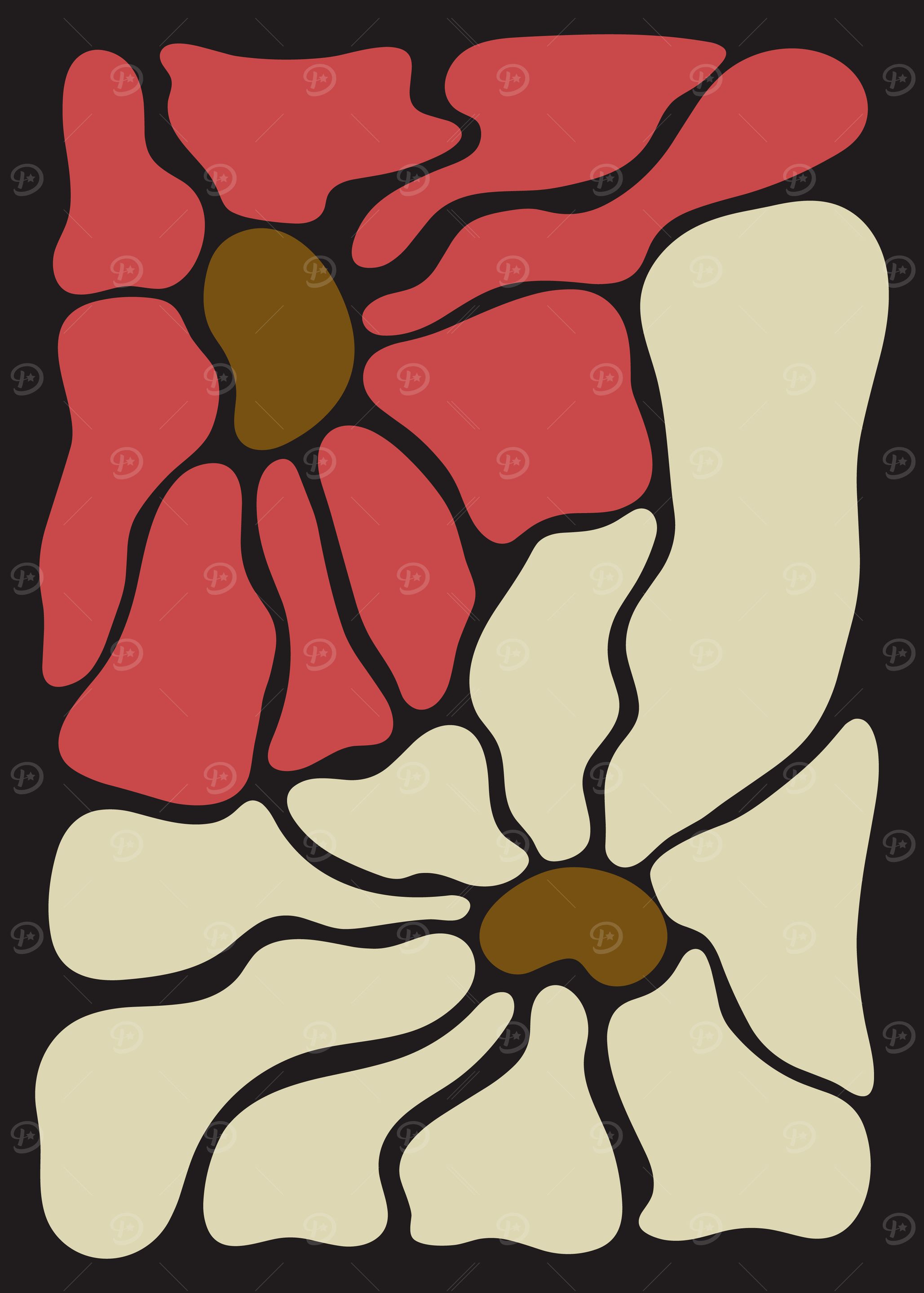 Abstract Floral Design on Black Background
