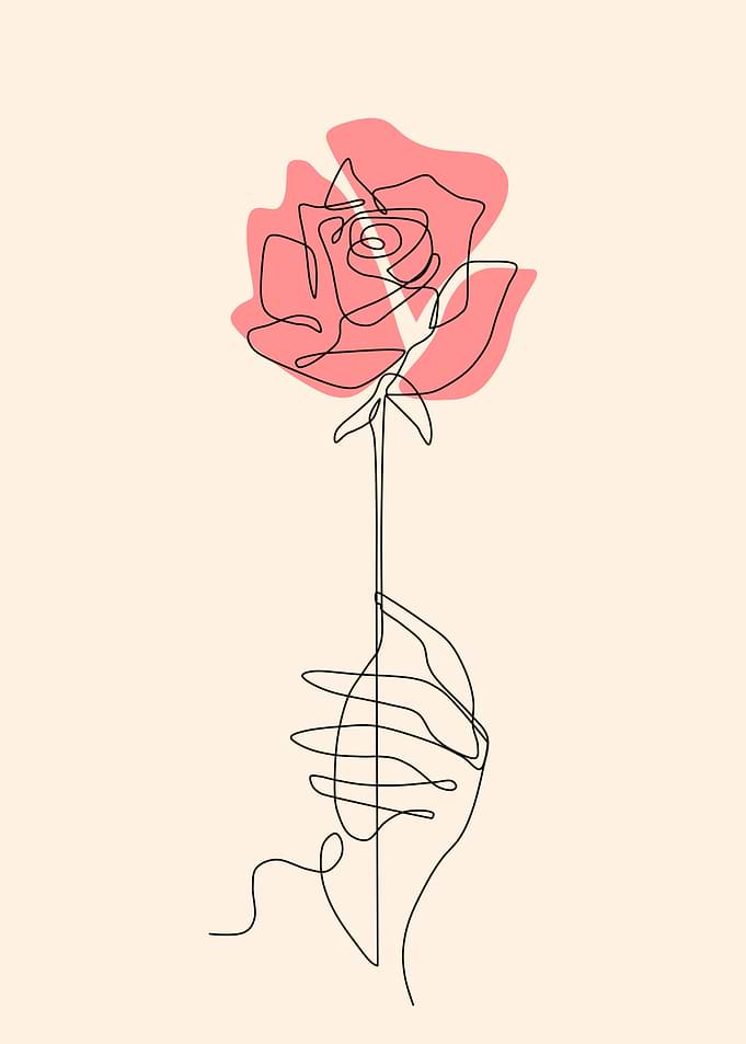 Rose in Hand Line Art