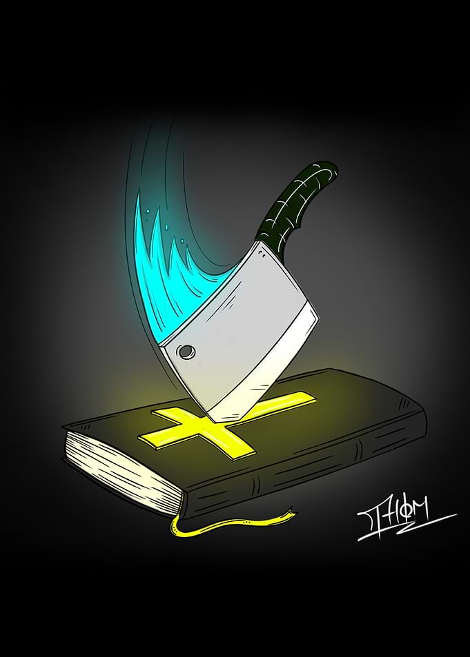 Cleaver and Bible Illustration