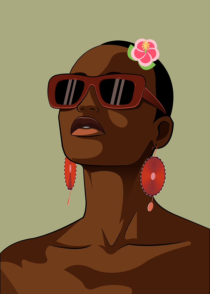 Stylish Woman with Flower and Sunglasses