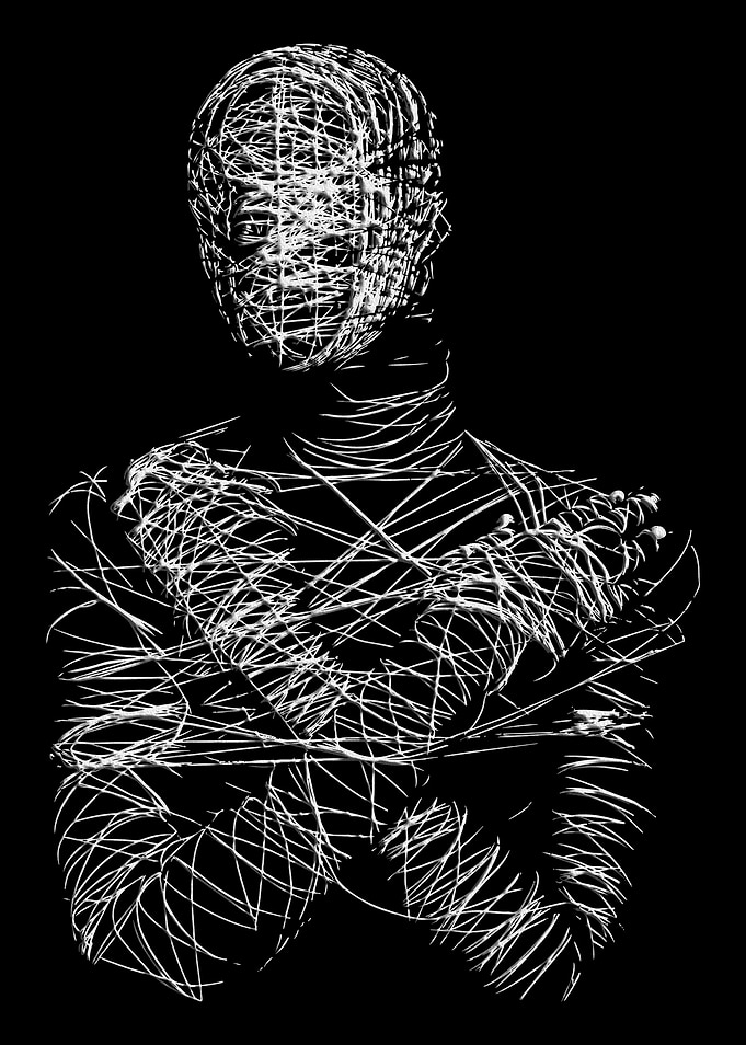 Abstract Wireframe Human Figure on Black