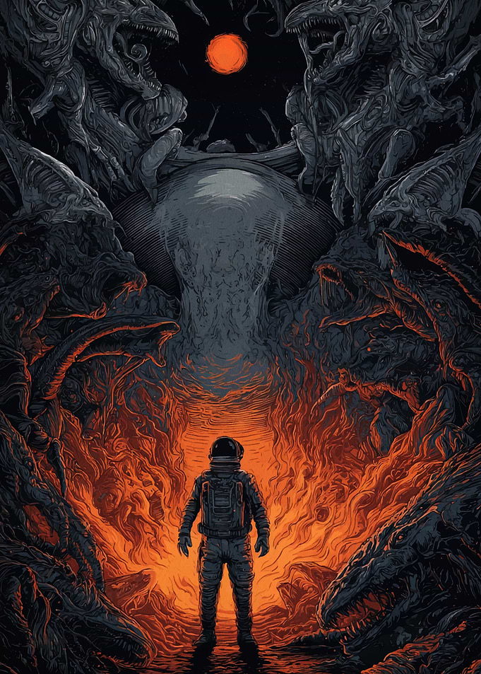 Astronaut in Alien Landscape