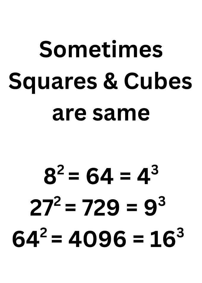 Squares and Cubes Math Equations