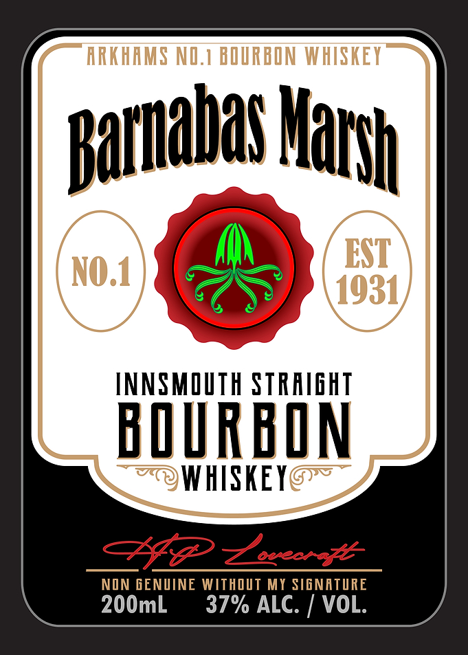 Lovecraft Barnabas Marsh Bourbon Whiskey Label