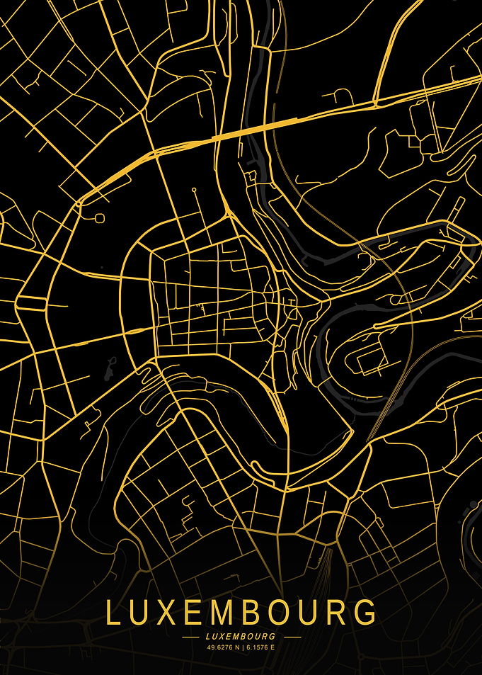 Golden Luxembourg City Map