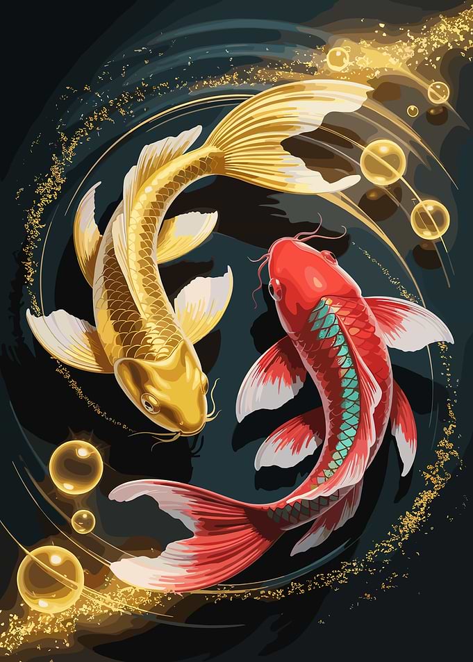 Yin Yang Koi Fish Illustration