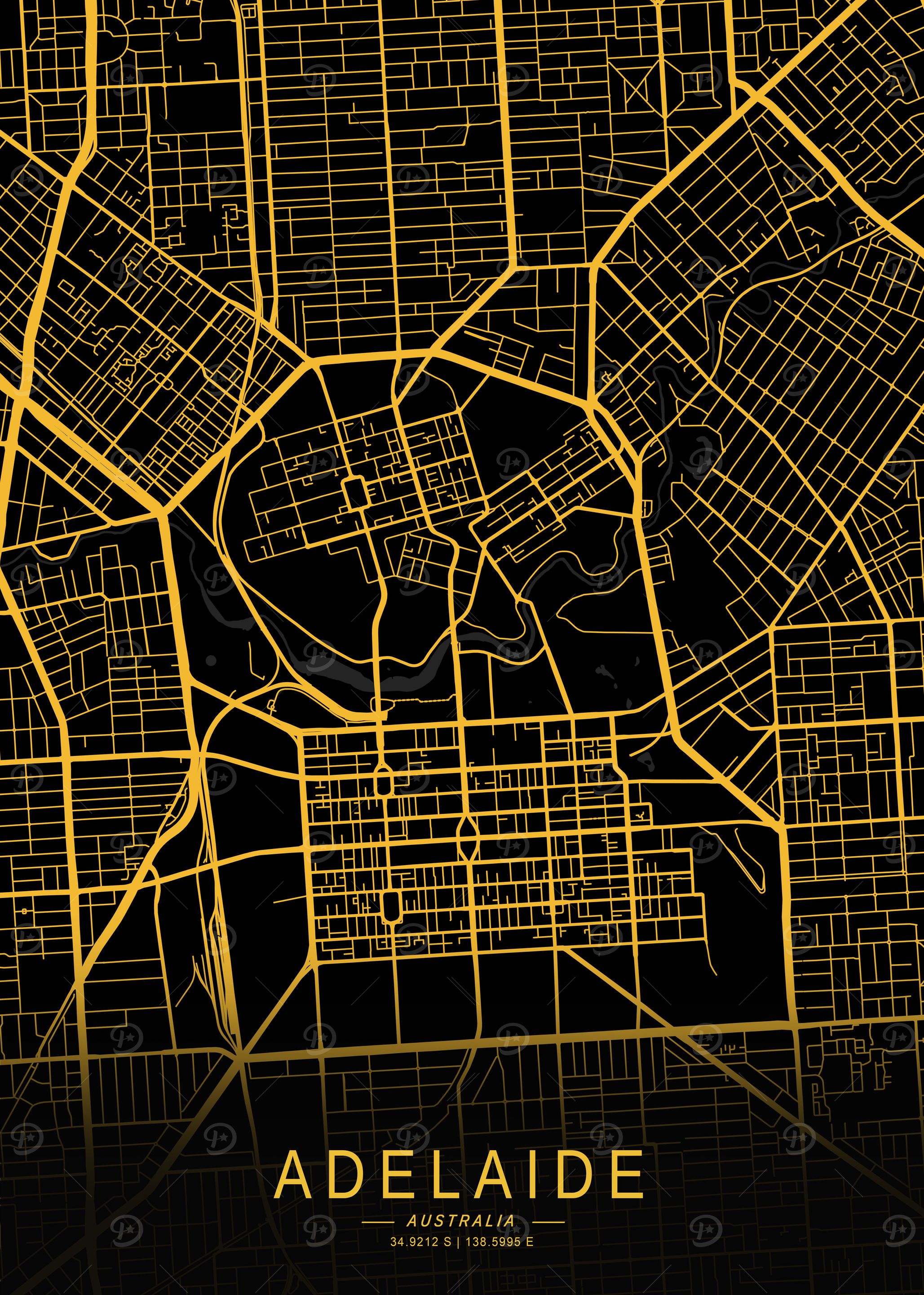 Golden Adelaide City Map
