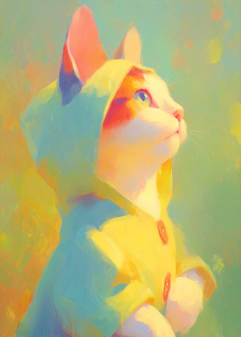 Cat in Raincoat