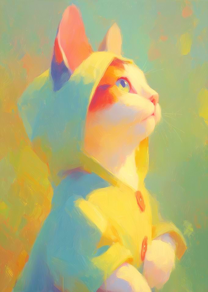 Cat in Raincoat
