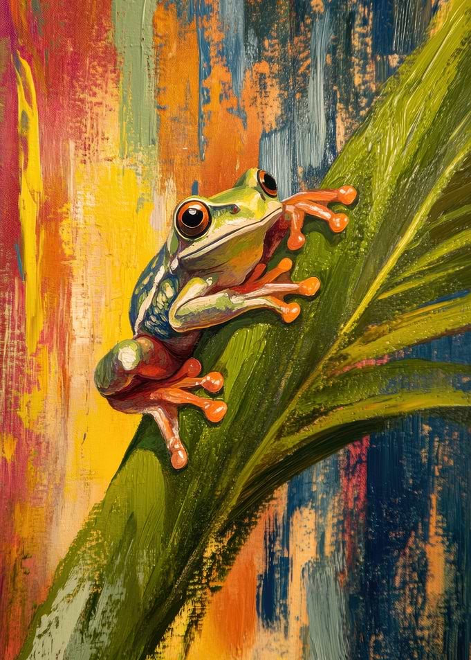 Frog on Leaf Painting