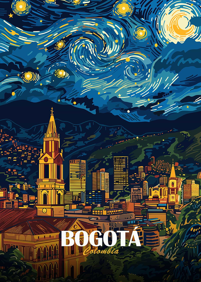 Bogota Colombia Starry Night Art