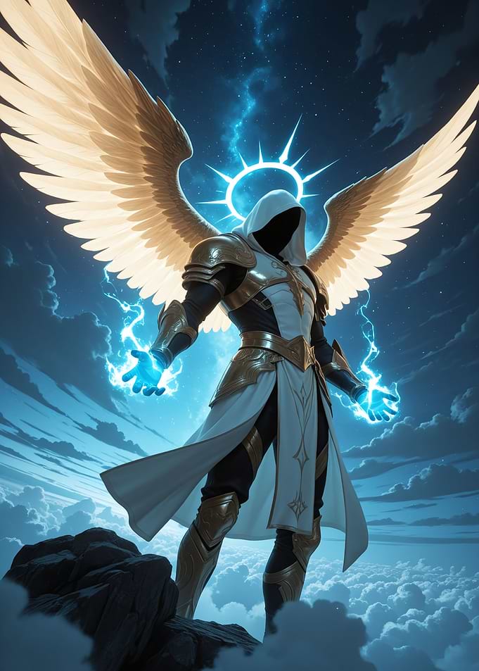 Winged Angel with Lightning Powers