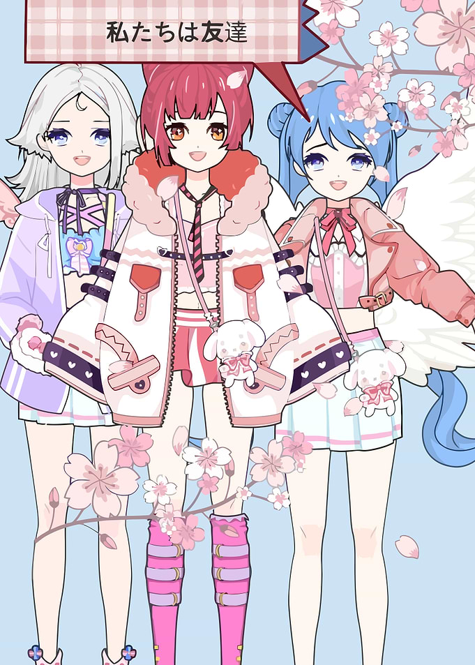 Anime Girls with Cherry Blossoms