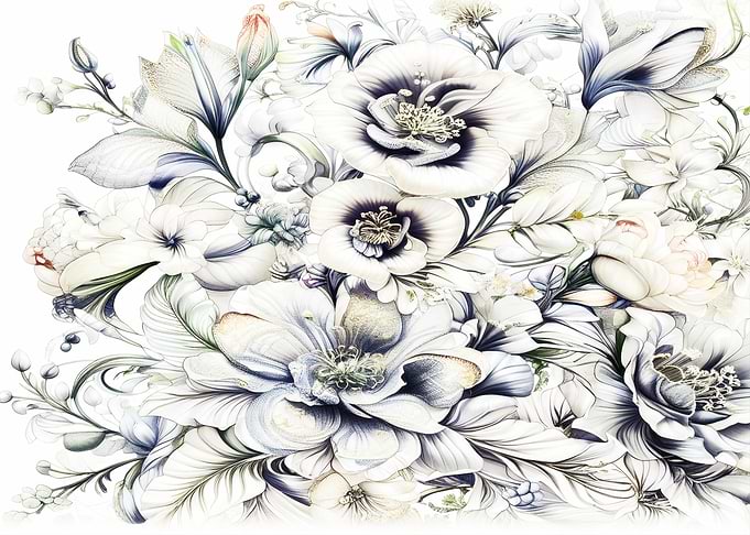 Floral Arrangement in White and Blue