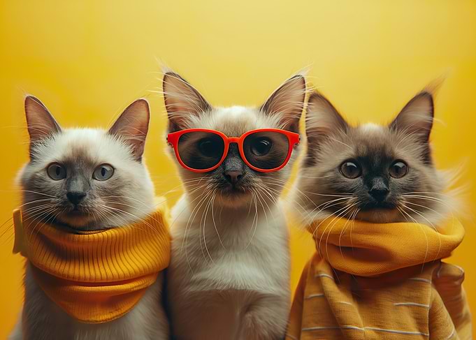 Three stylish cats