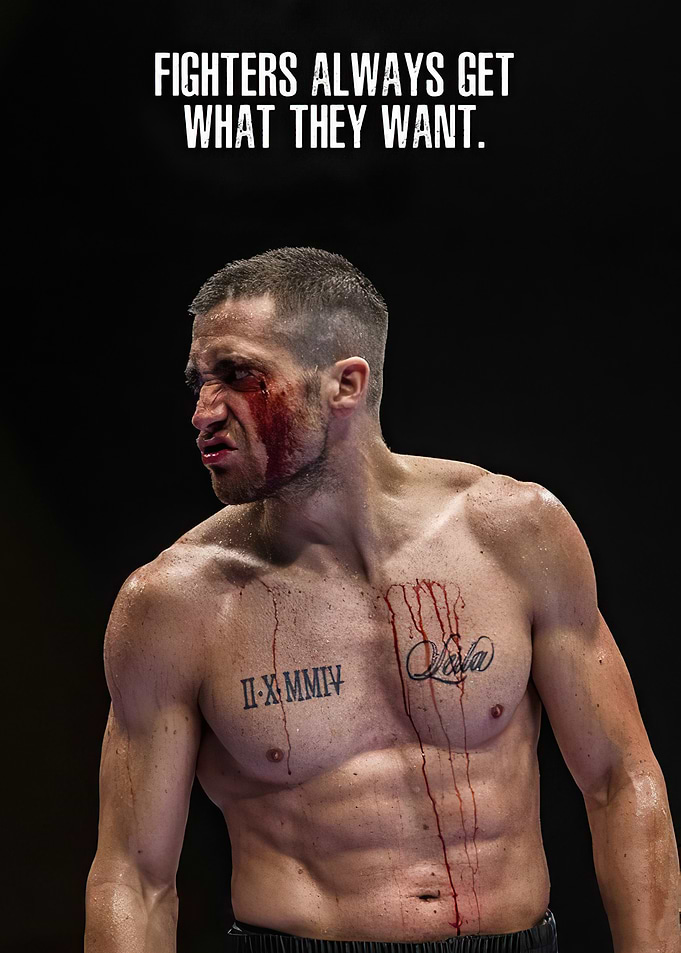 Fighter Portrait with Blood and Tattoos