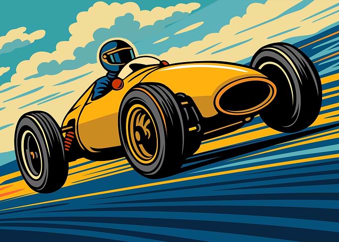 Vintage Racing Car Illustration Vector Art