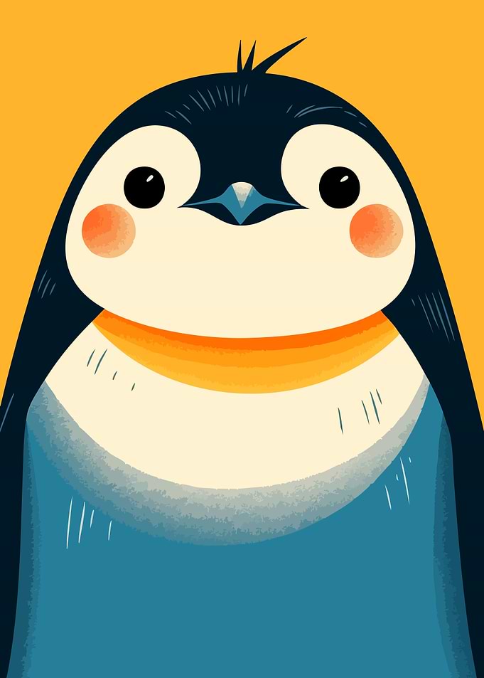 Cute Cartoon Penguin Illustration Art