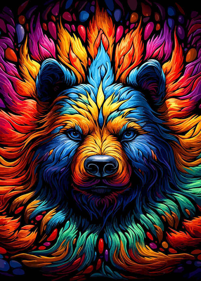Colorful Bear Portrait