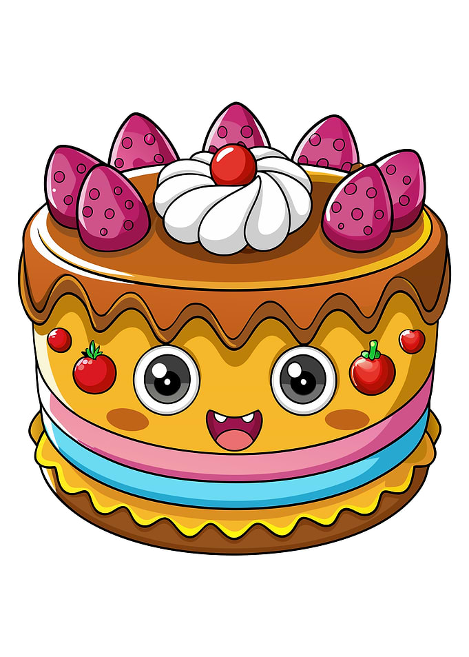 Cute Cartoon Cake with Face