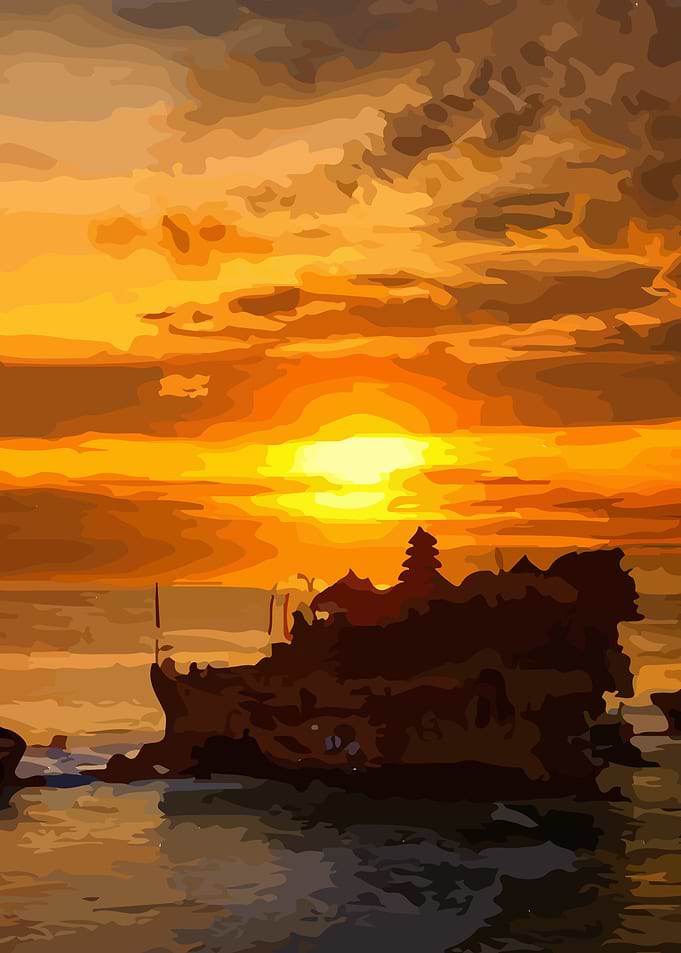 Sunset over Tanah Lot Temple, Bali