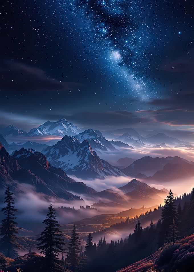 Milky Way over Mountain Landscape