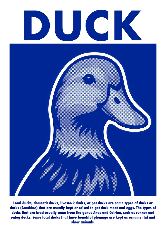 Duck Illustration in Blue and White