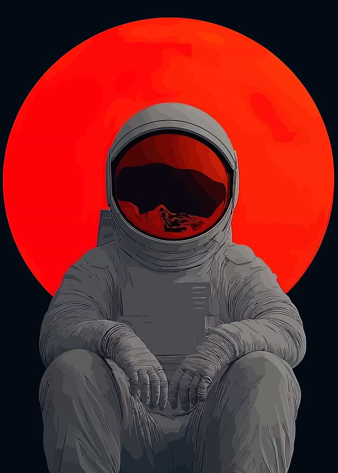Astronaut with Red Planet Backdrop