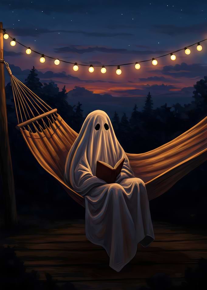 Ghost reading in a hammock