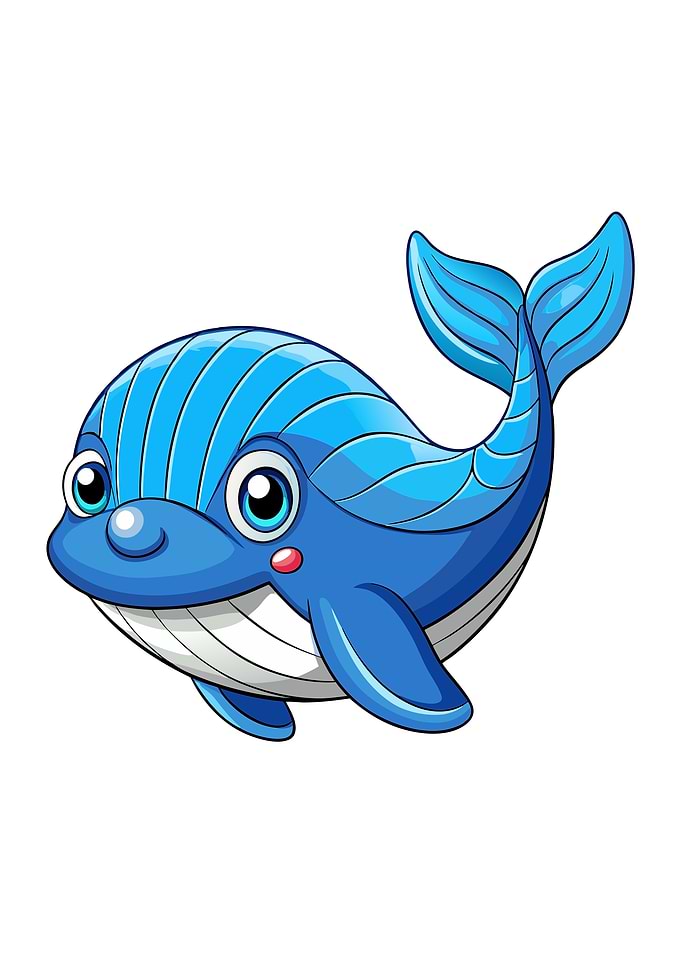 Cartoon Blue Whale Illustration