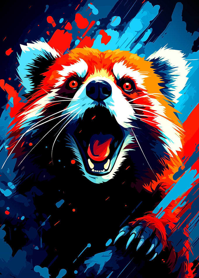 Red Panda Roar Abstract Art