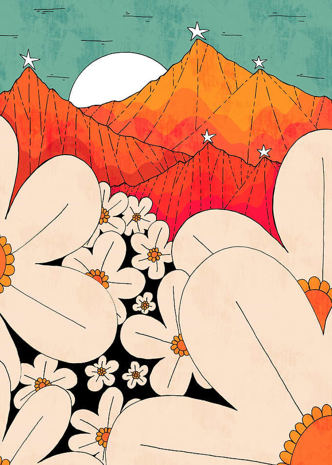 Summer Floral Mountains