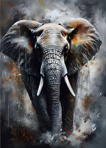 Elephant Portrait in Abstract Style
