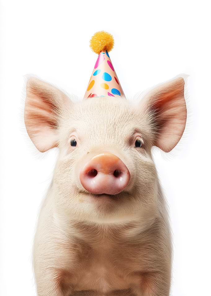Piglet with Party Hat