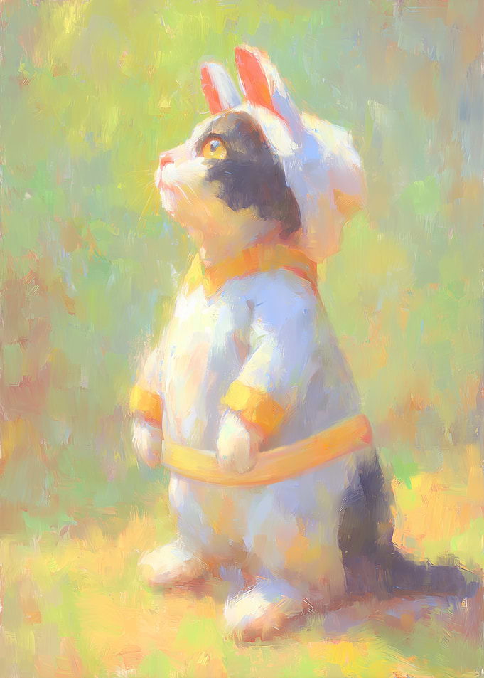 Cat in a Bunny Hoodie