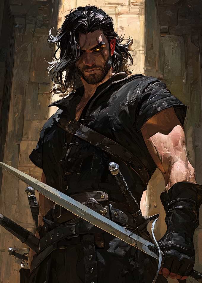 Warrior with Swords Digital Art