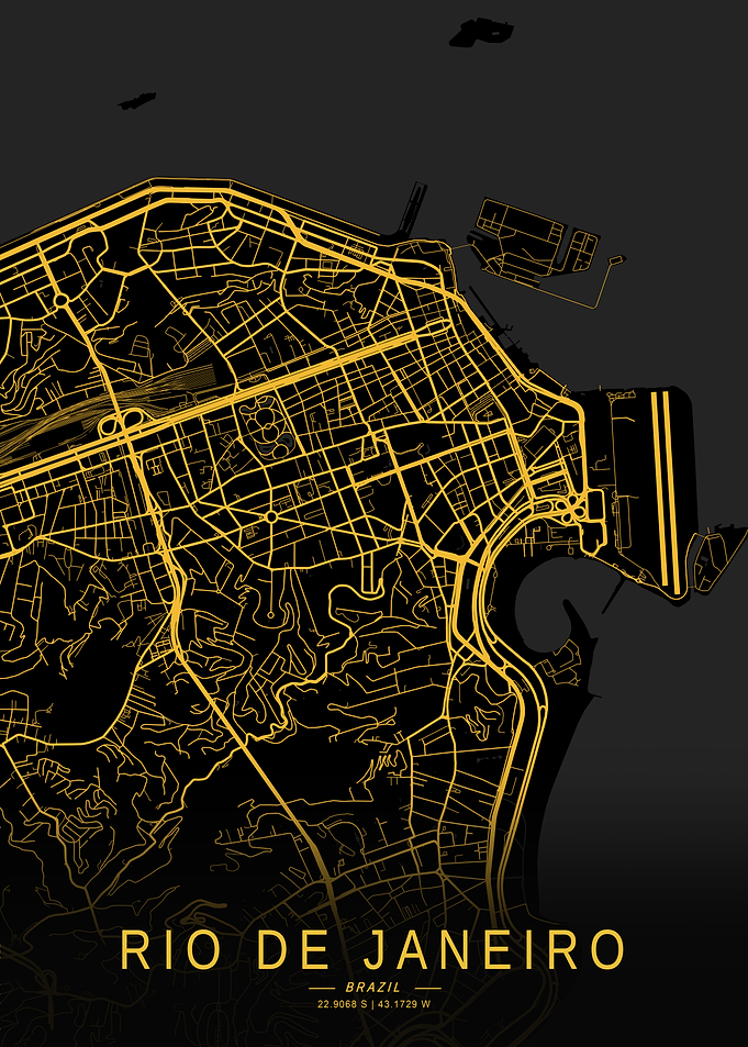 Golden Rio de Janeiro City Map
