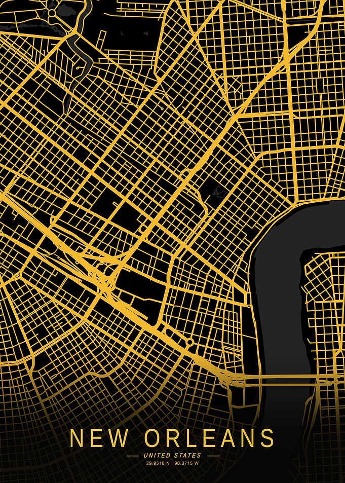 Golden New Orleans City Map