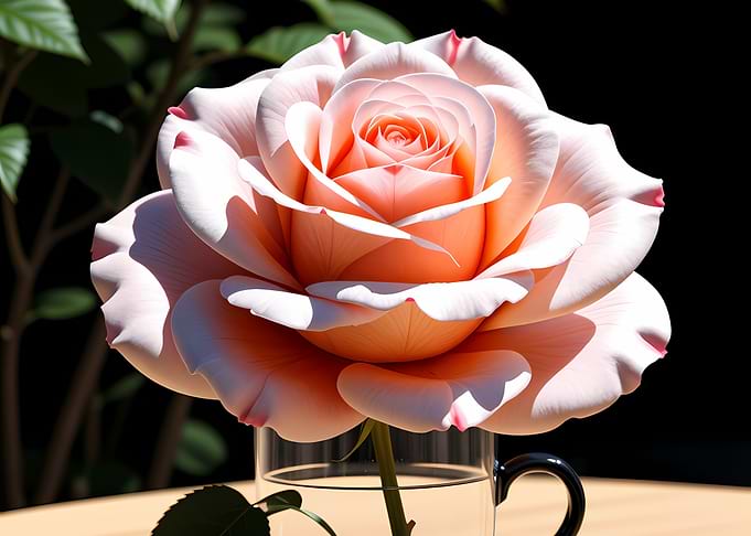 Peach Rose in Glass